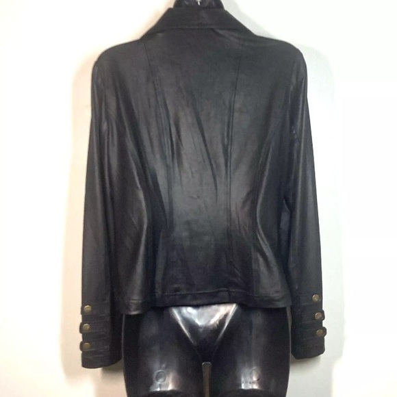 Clara Sun Woo S Moto Jacket Liquid Leather faux leatherPolyester Stretch Black - Picture 5 of 11